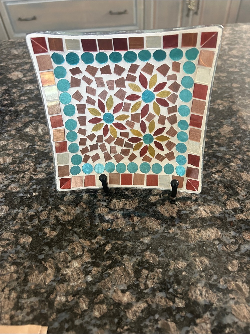 ASHLAND BOGO COAST MOSAIC GLASS TRINKET DUSH 5.9x5.9" NWT - Picture 1 of 3
